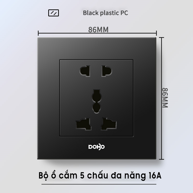 Bộ ổ cắm 5 chấu đa năng K50Đ-88017 màu đen