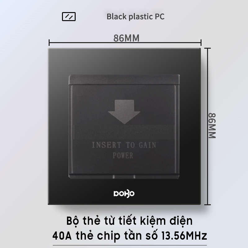 Bộ công tắc thẻ từ tần số 13.56MHz K50Đ-88037 màu đen