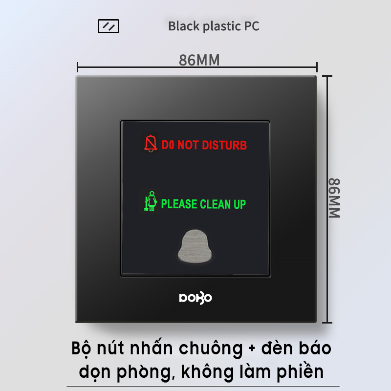 Bộ công tắc chuông và hiển thị "Dọn phòng - Không làm phiền" K50Đ-88041 màu đen