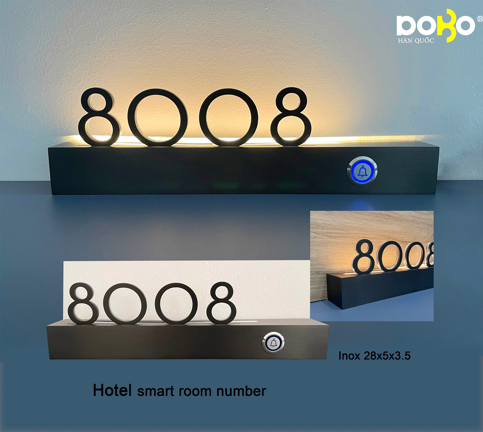 BIỂN SỐ PHÒNG KHÁCH SẠN CAO CẤP 800x150x100mm
