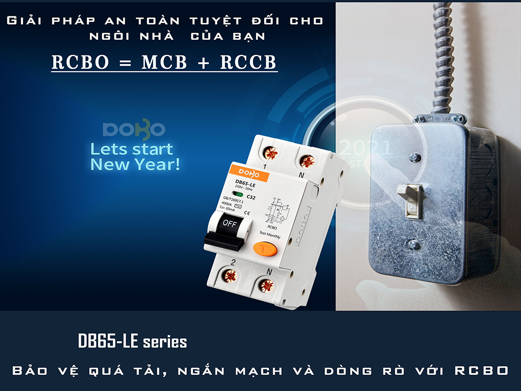 Cầu dao chống giật 3 PHA 25A (Aptomat chống dòng rò) DoBo 4.5kA 30mA DZ47LE-88253P