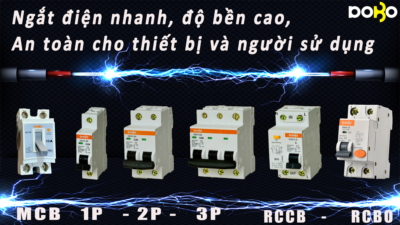 Cầu dao tự động 3 tép MCB 3P 63A 6kA DoBo DB65-88633P