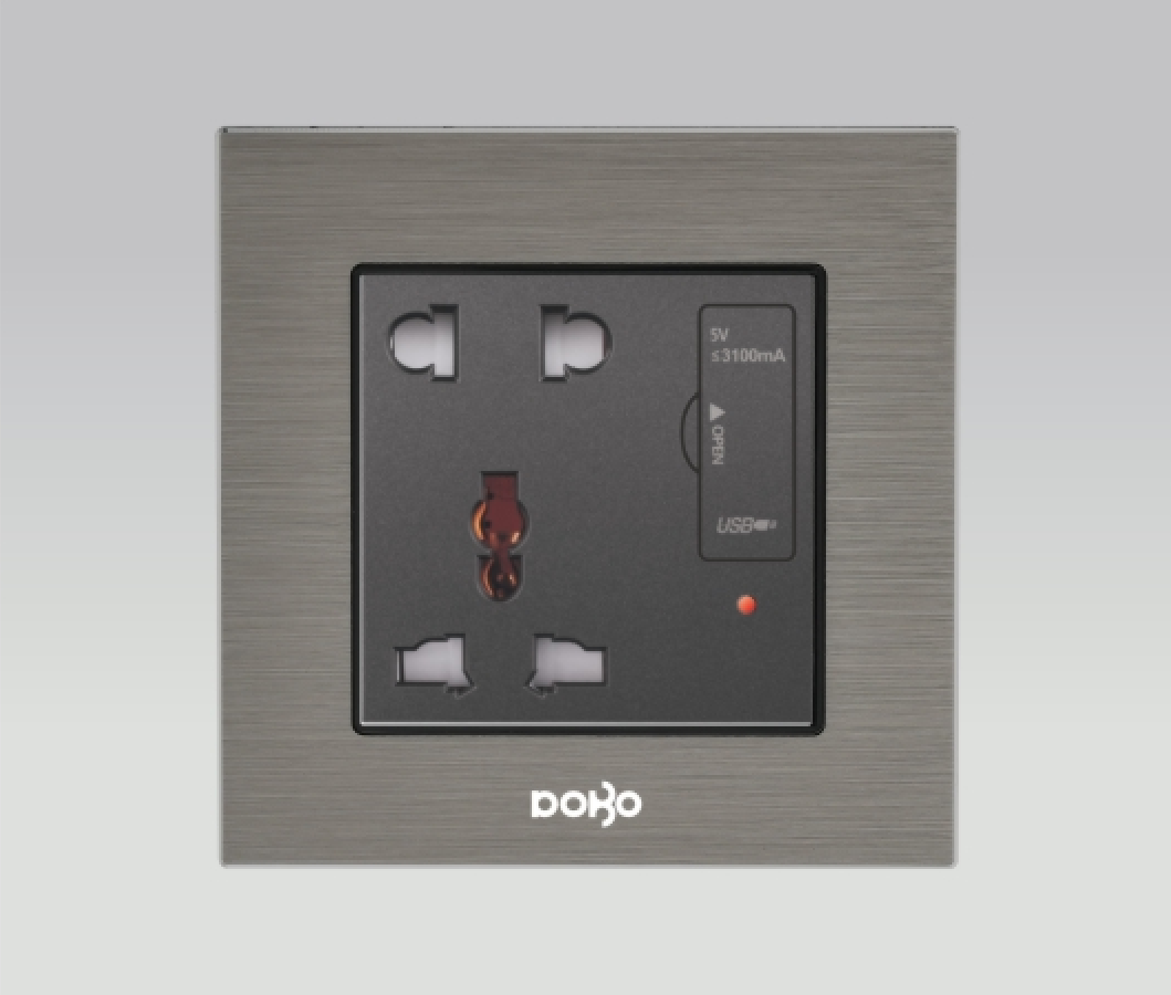 Bộ ổ cắm 5 chấu + USB  A90X-88033