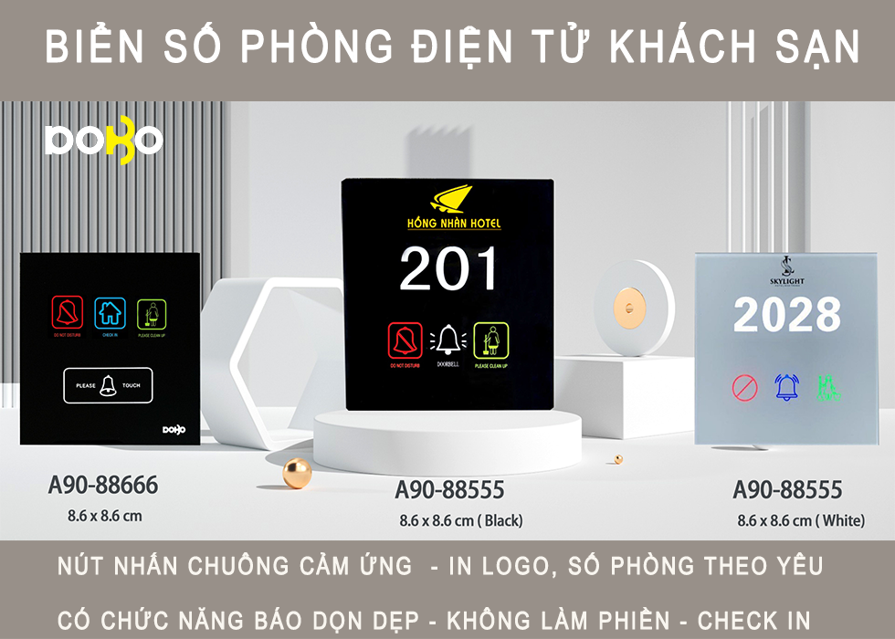 BỘ HIỂN THỊ + NÚT NHẤN CHUÔNG CẢM ỨNG  A90-88666