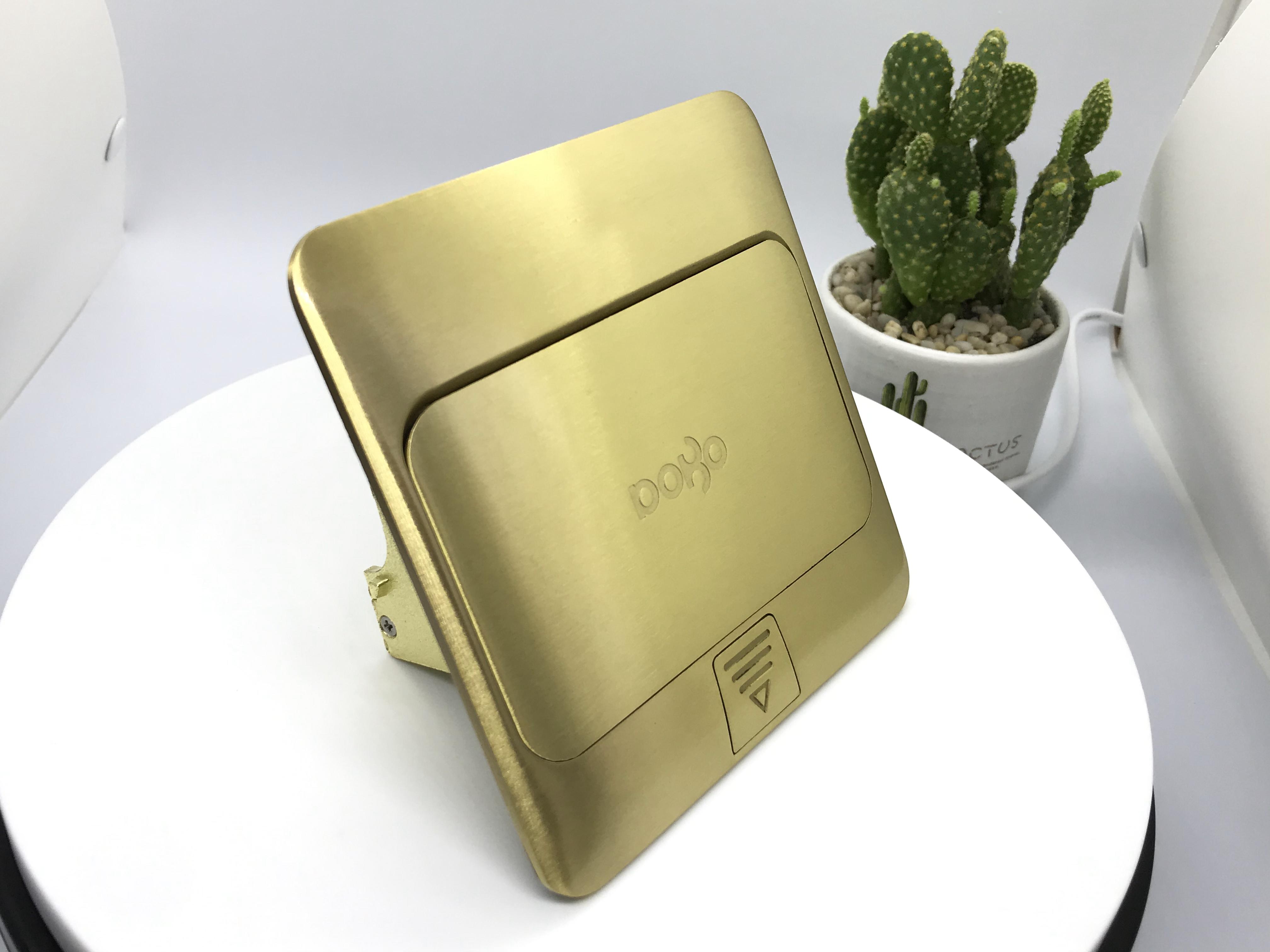 Bộ ổ cắm âm sàn đôi 5 chấu DoBo Korea F66-886607S  ( Màu Vàng Gold )