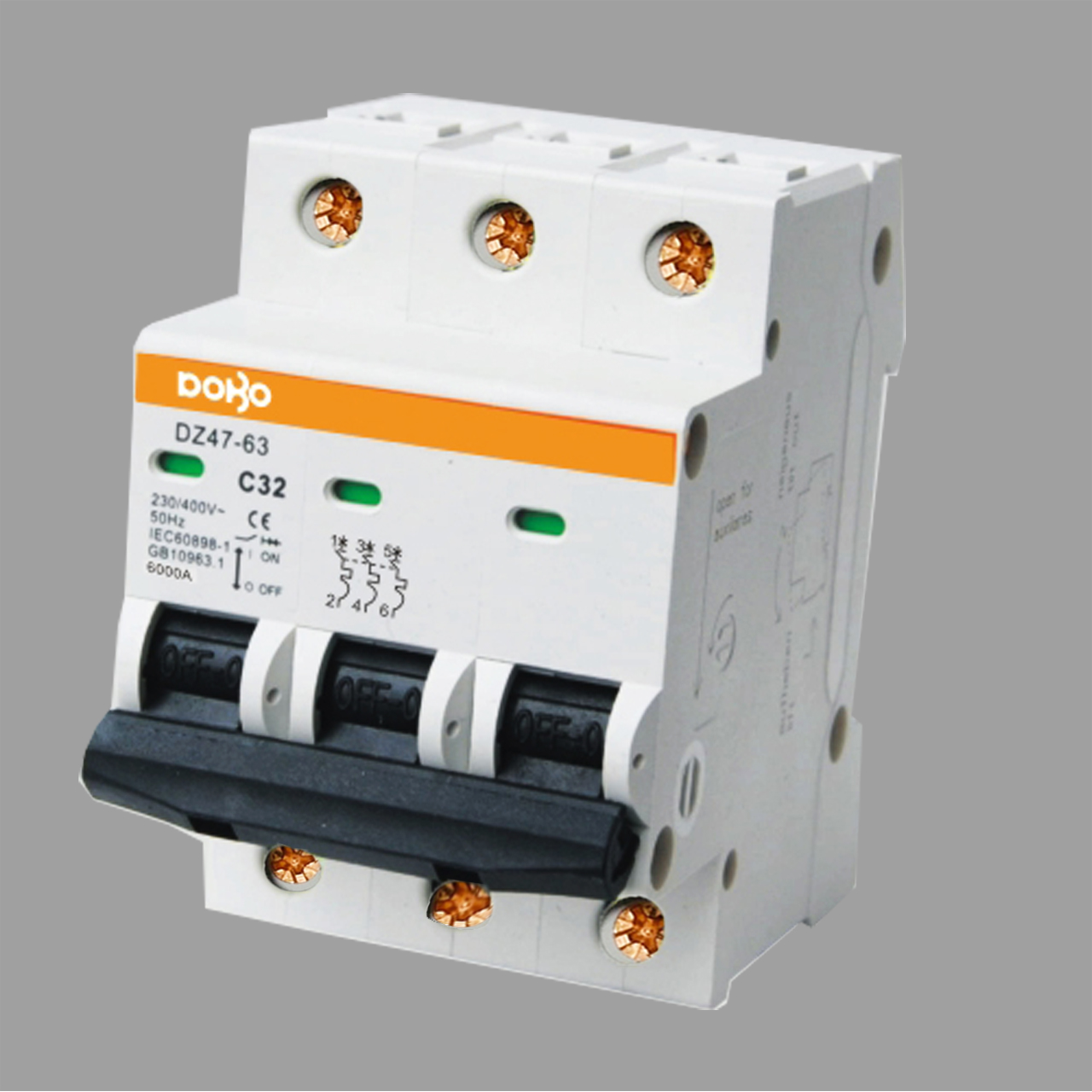 Cầu dao tự động 3 tép MCB 3P 32A 6kA DoBo DB65-88323P