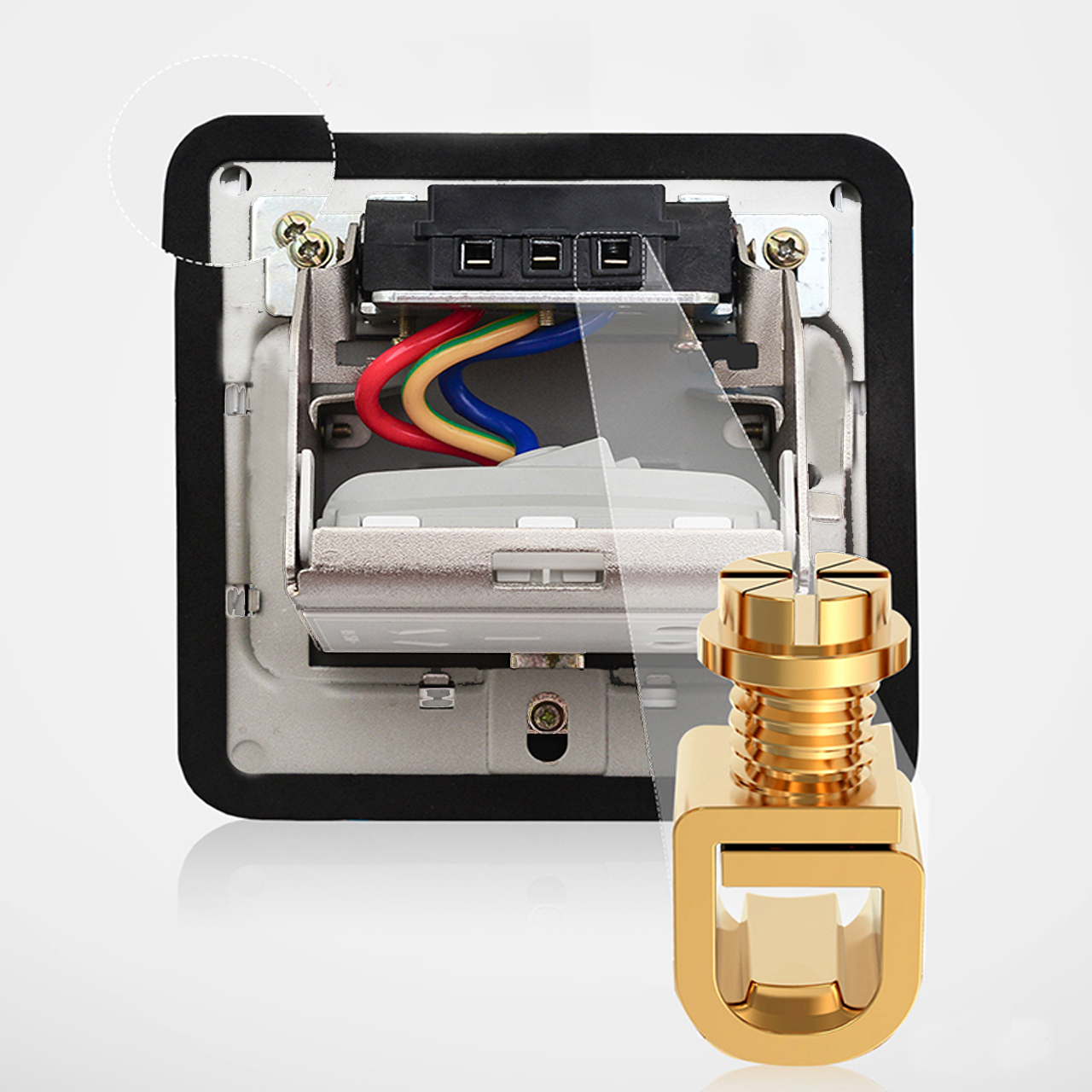 Bộ ổ cắm âm sàn 5 chấu DoBo F88-888801S (Màu Vàng Gold có kháng nước)