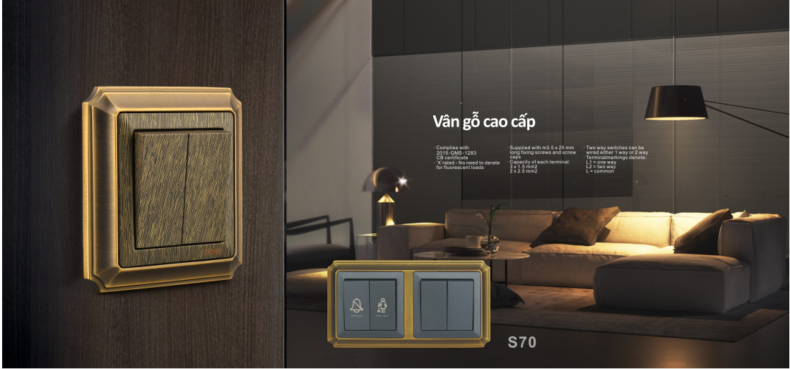 Bộ công tắc đơn đảo chiều 16A - S70S-87002