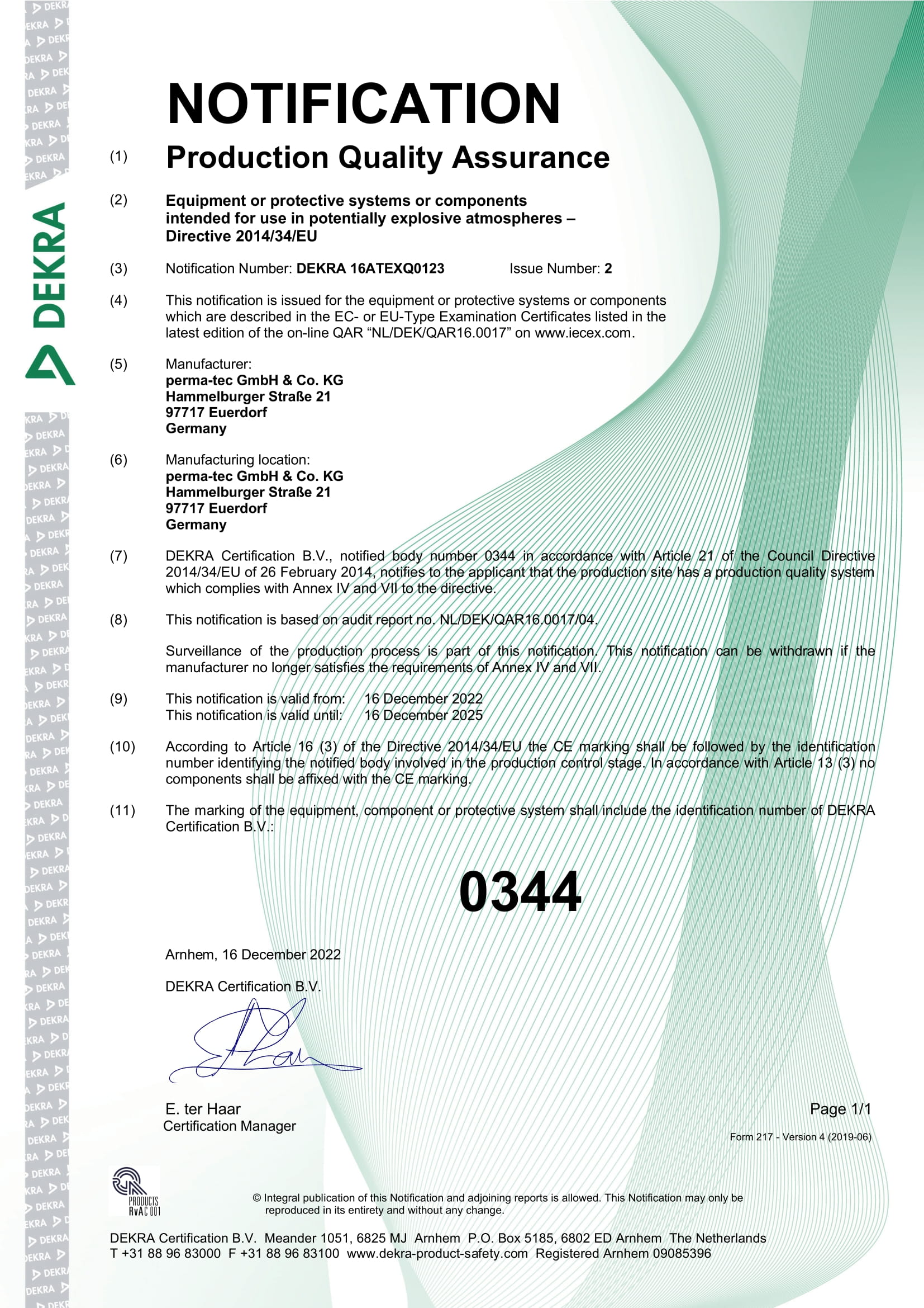 Chứng chỉ Hợp quy ATEX