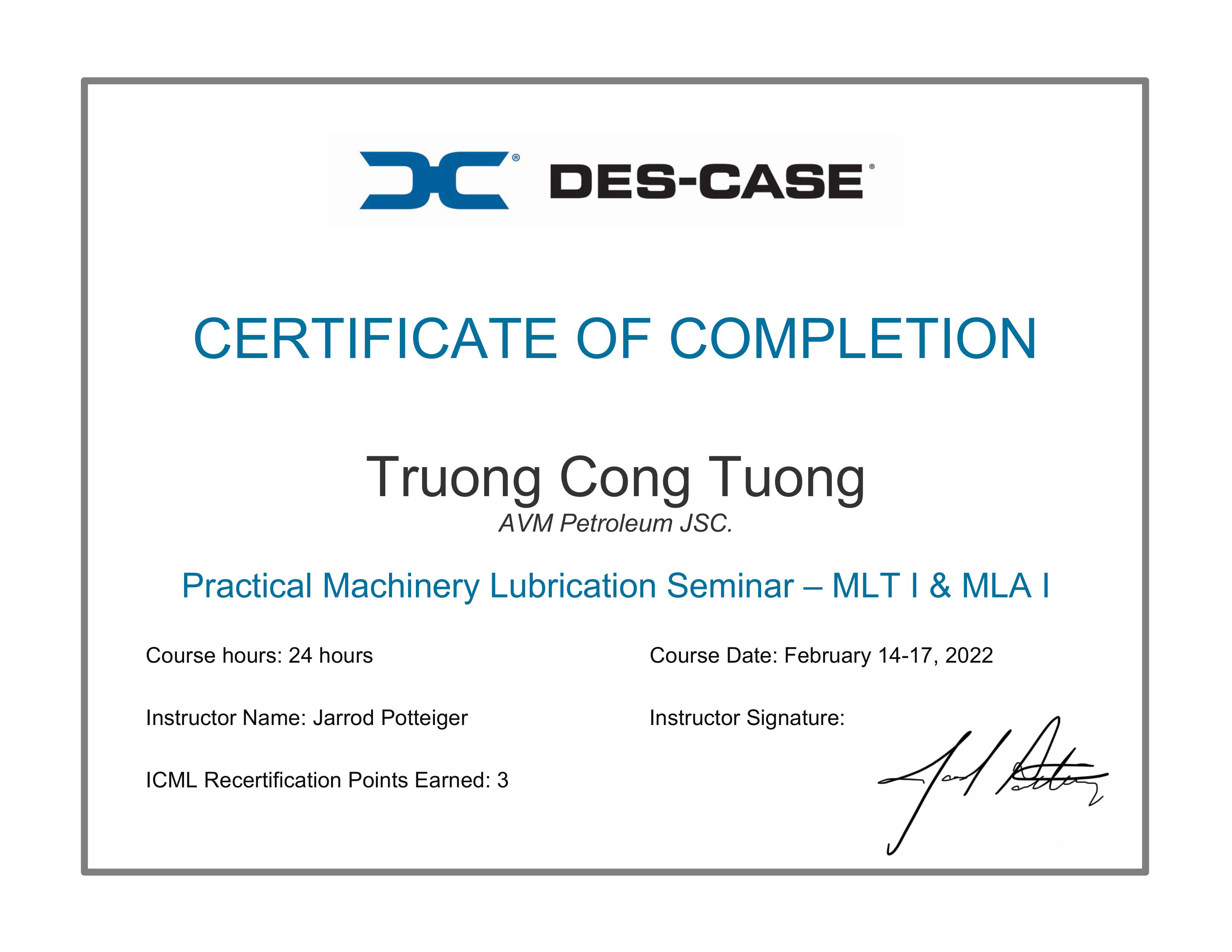 Certificate-MLT I - Trương Công Tường