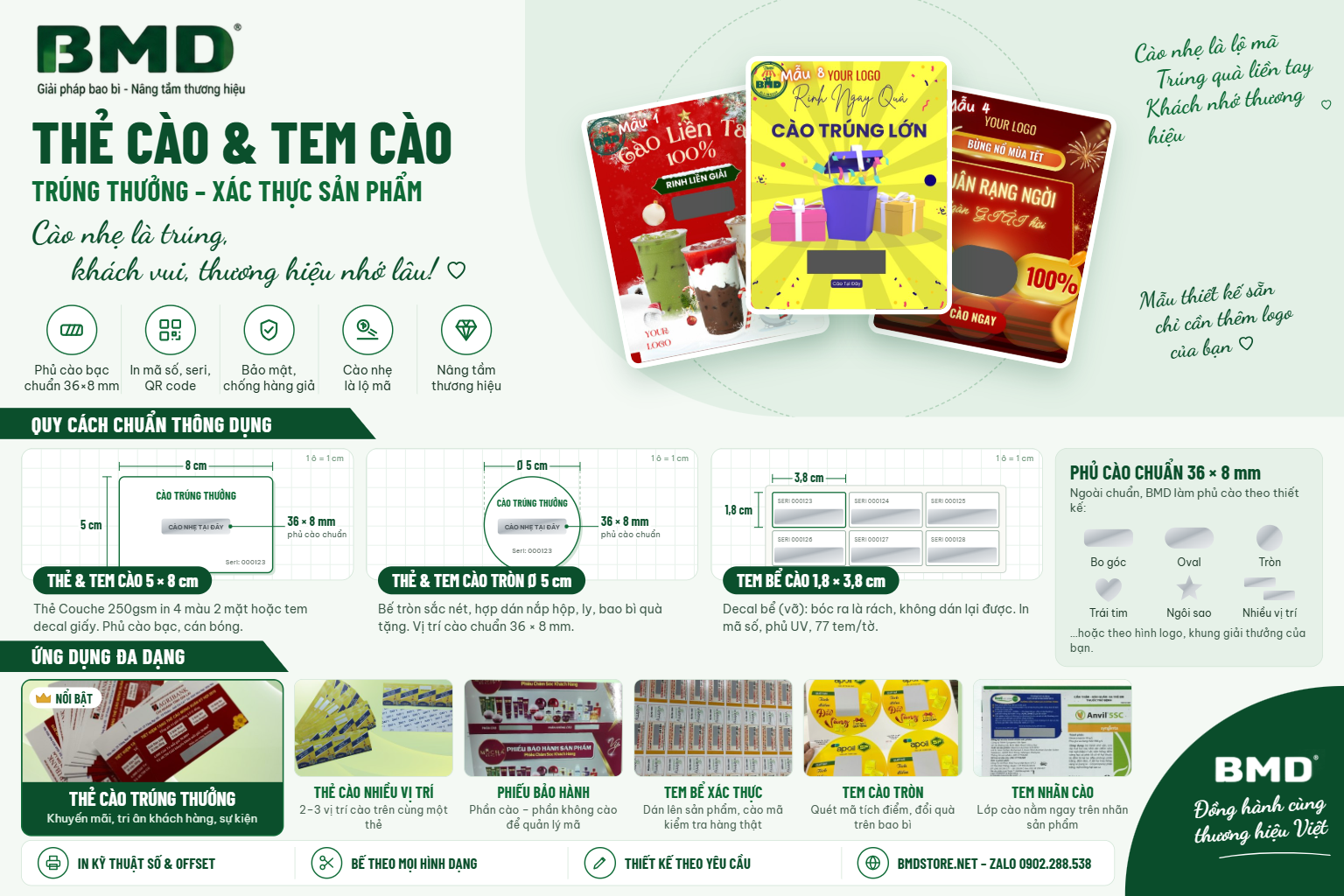 Thẻ cào - Tem Nhãn cào - Tem Bể cào cho Marketing