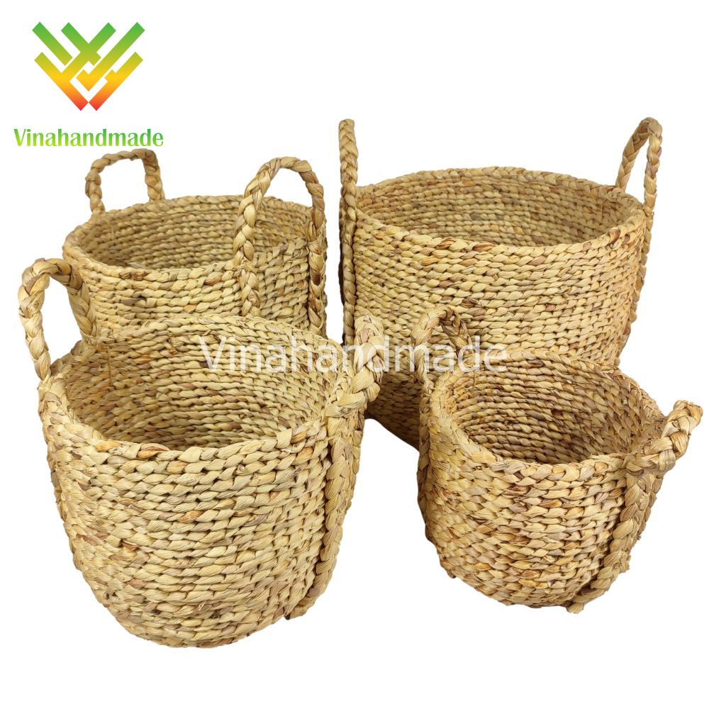 Set 4 giỏ lục bình đựng đồ dáng tròn