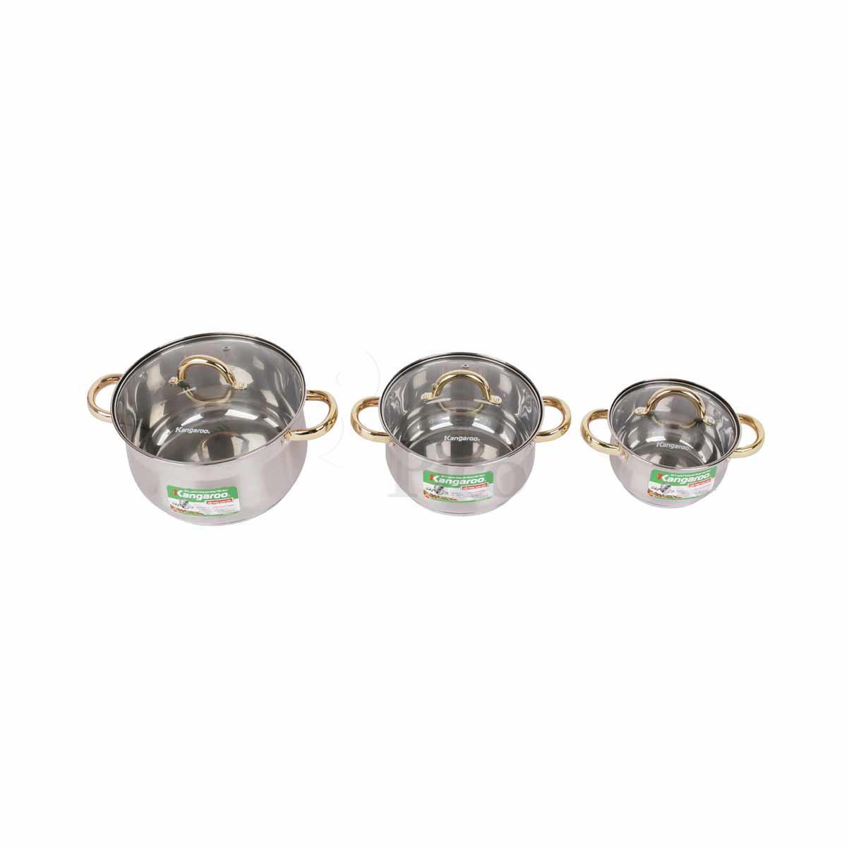 Bộ 3 nồi Inox cao cấp 5 lớp Kangaroo KG866