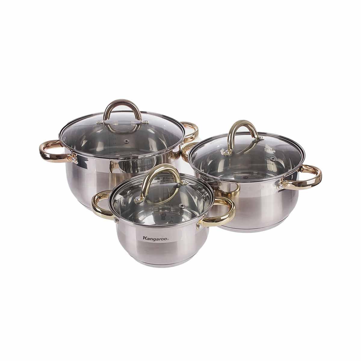 Bộ 3 nồi Inox cao cấp 5 lớp Kangaroo KG866