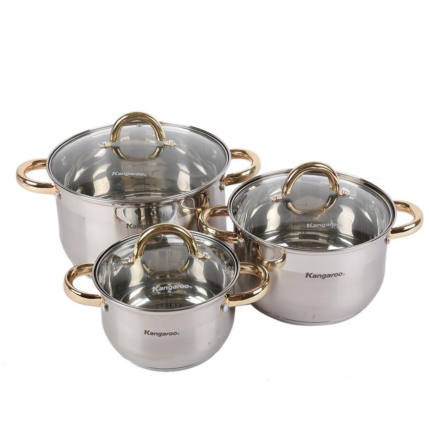 Bộ 3 nồi Inox cao cấp 5 lớp Kangaroo KG158S