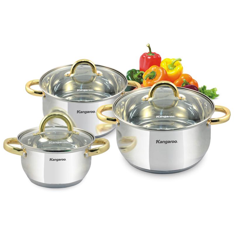 Bộ 3 nồi Inox cao cấp 5 lớp Kangaroo KG864