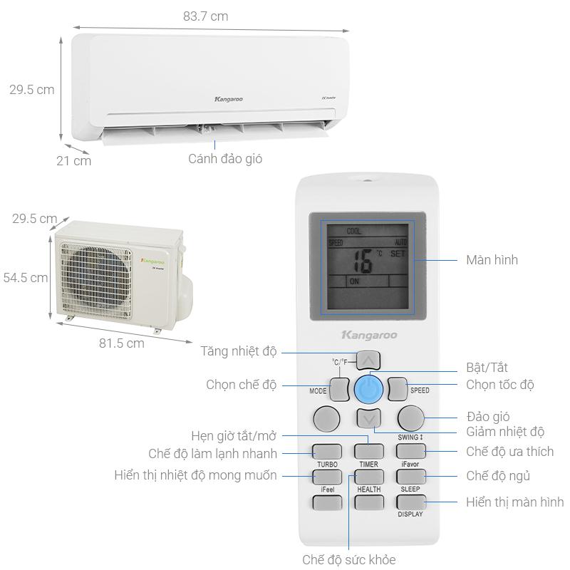 Điều hòa KANGAROO 9000BTU 1 chiều INVERTER Gas R32 KGAC09CI
