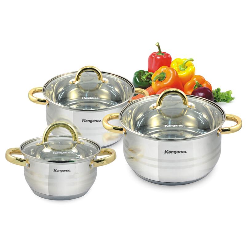 Bộ 3 nồi Inox cao cấp 5 lớp Kangaroo KG886