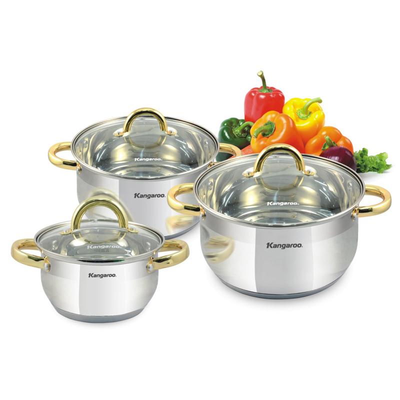 Bộ 3 nồi Inox cao cấp 5 lớp Kangaroo KG889