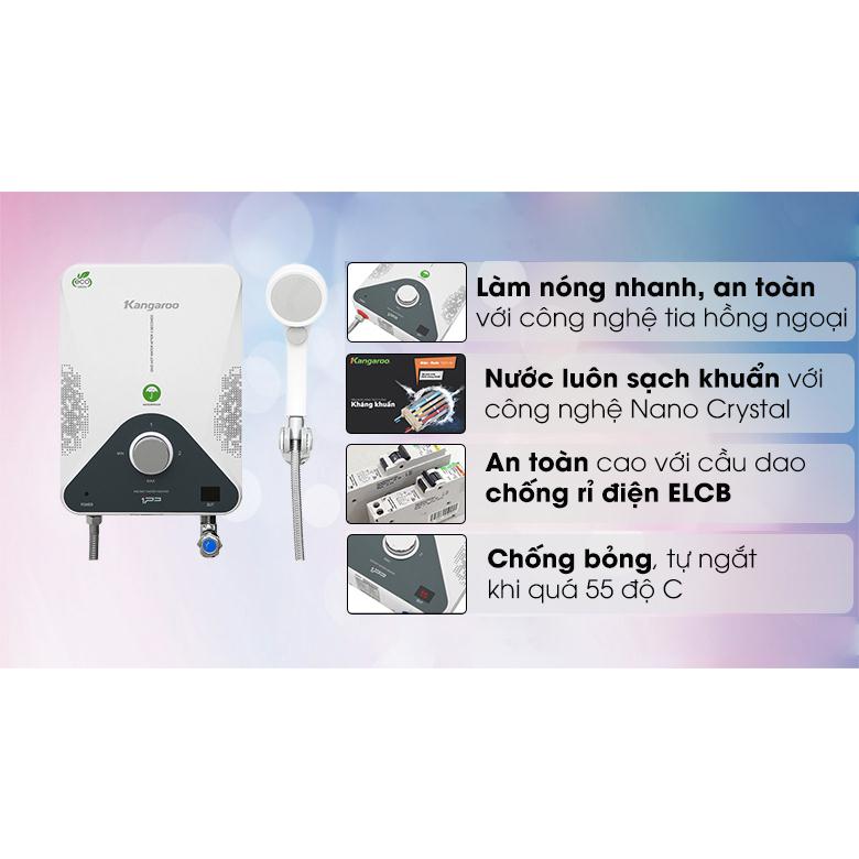 Bình nước nóng hồng ngoại xa Kangaroo KG588W
