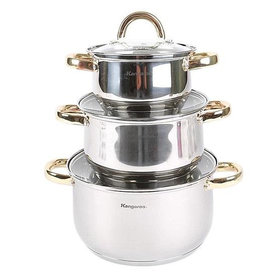 Bộ 3 nồi Inox cao cấp 5 lớp Kangaroo KG864