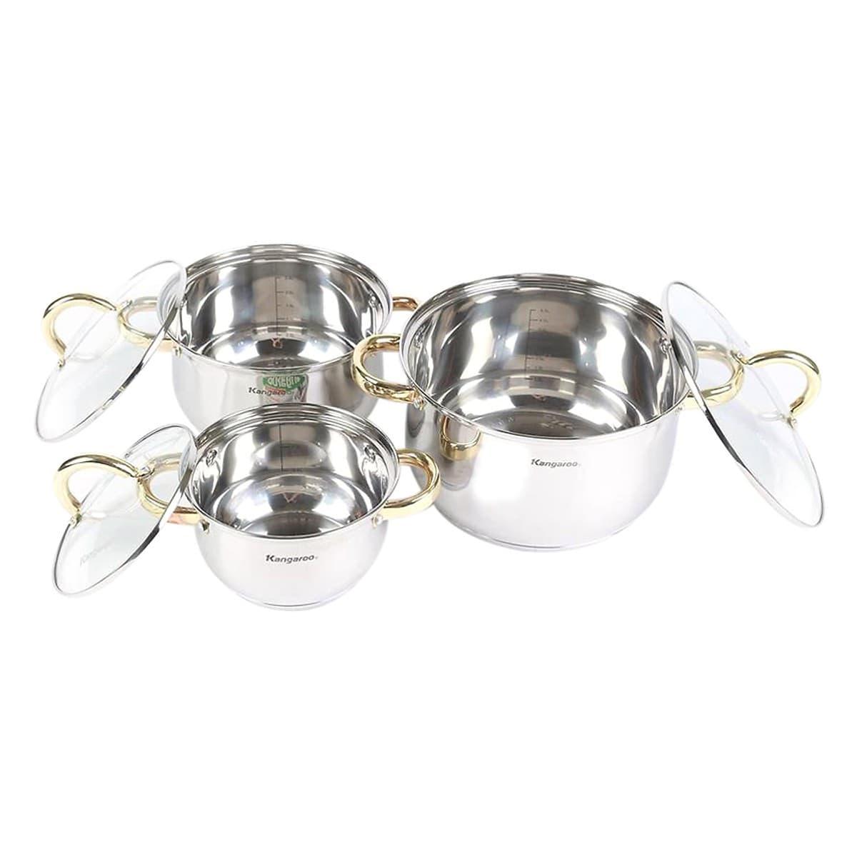 Bộ 3 nồi Inox cao cấp 5 lớp Kangaroo KG864