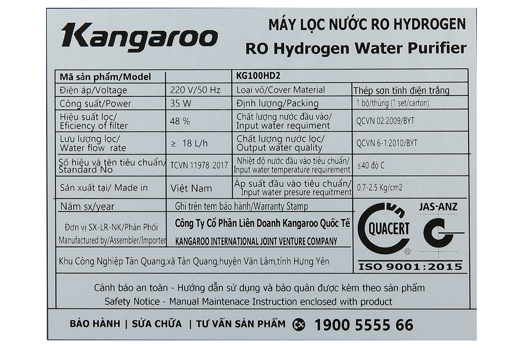 Máy lọc nước Kangaroo Hydrogen Slim Duo 2 KG100HD2