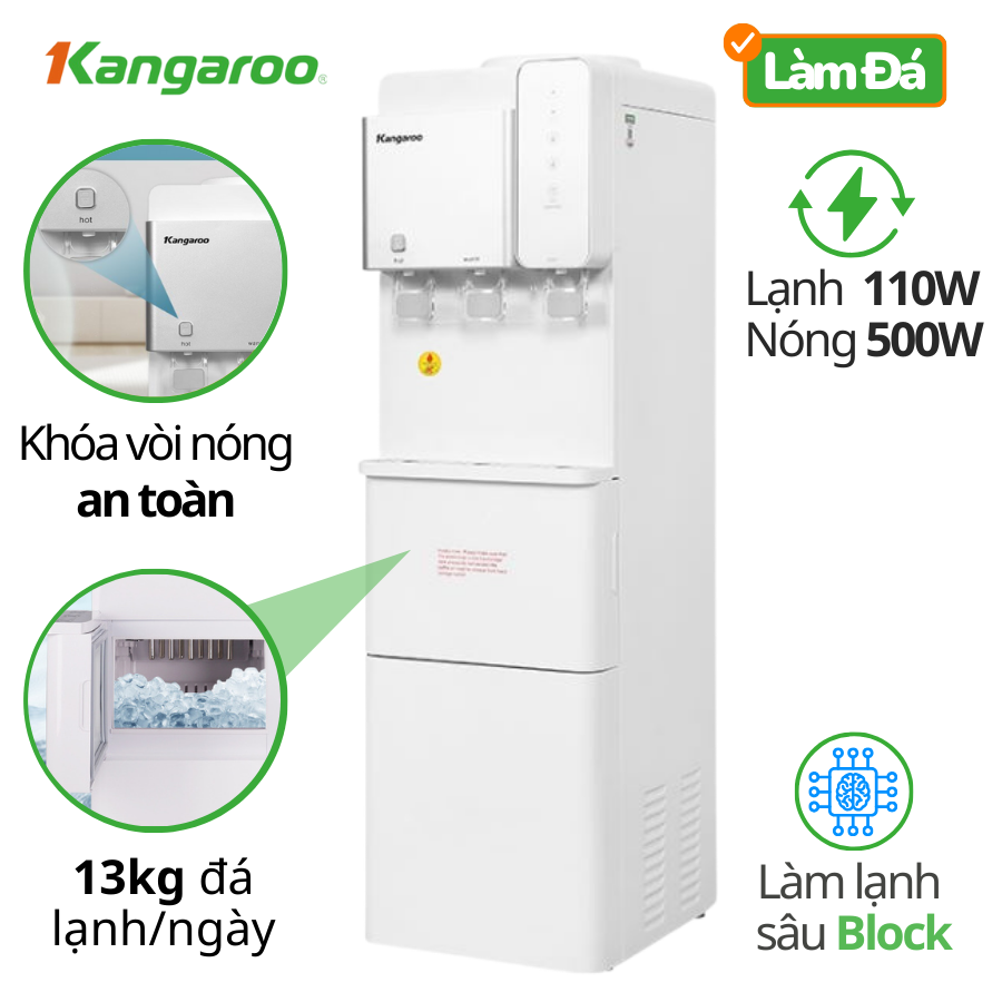 Máy làm nóng lạnh nước uống có chức năng làm đá viên loại đứng KG65A3