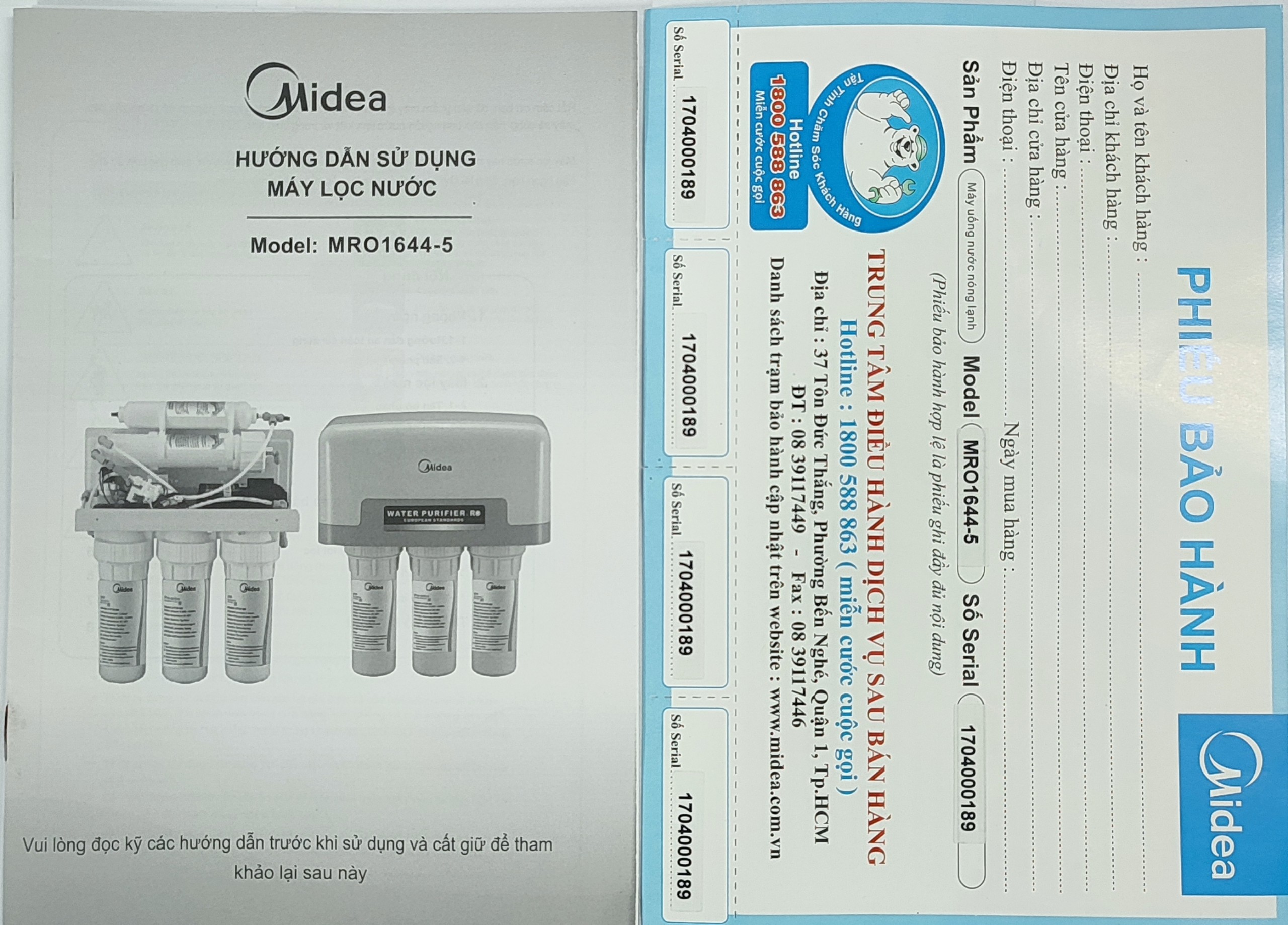 Máy lọc nước Midea MRO-1644-5, 5 lõi, lắp âm