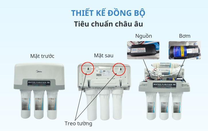 Máy lọc nước Midea MRO-1644-5, 5 lõi, lắp âm
