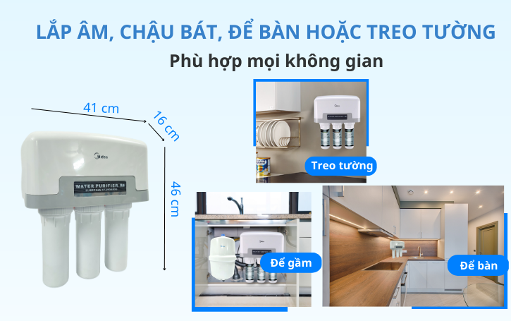 Máy lọc nước Midea MRO-1644-5, 5 lõi, lắp âm