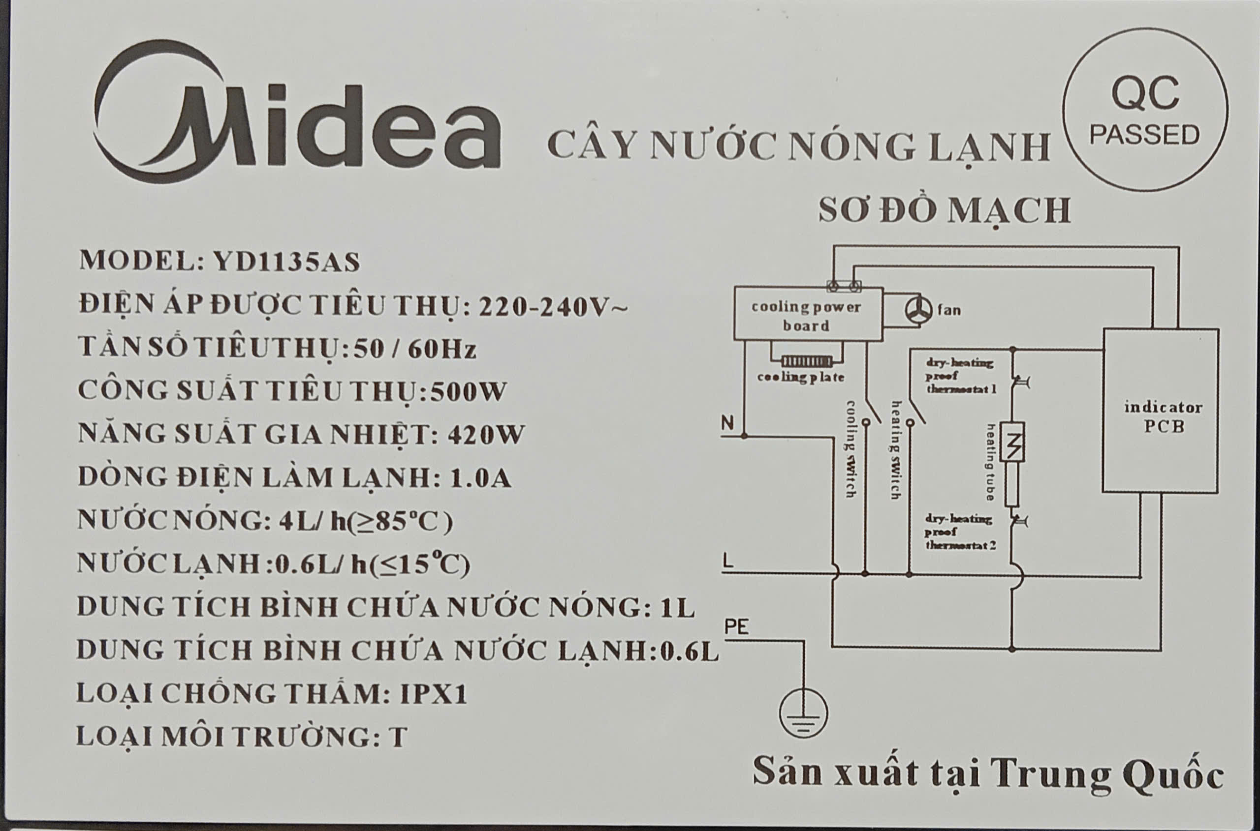 Cây nước nóng lạnh Midea YD1135AS
