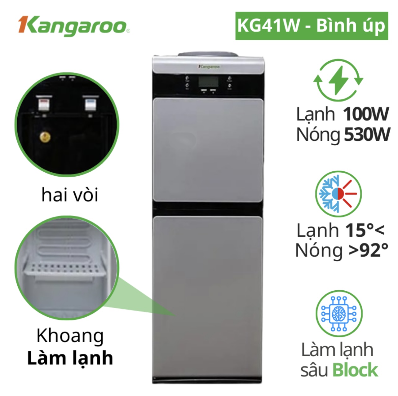 Cây nước nóng lạnh Kangaroo loại đứng KG41W