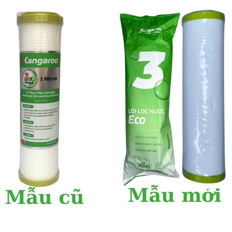 Lõi Lọc Thô Số 3 Kangaroo PP 1 Micron Mẫu Mới ECO Chính Hãng