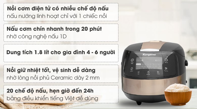 Nồi cơm điện tử Kangaroo KG18DR8