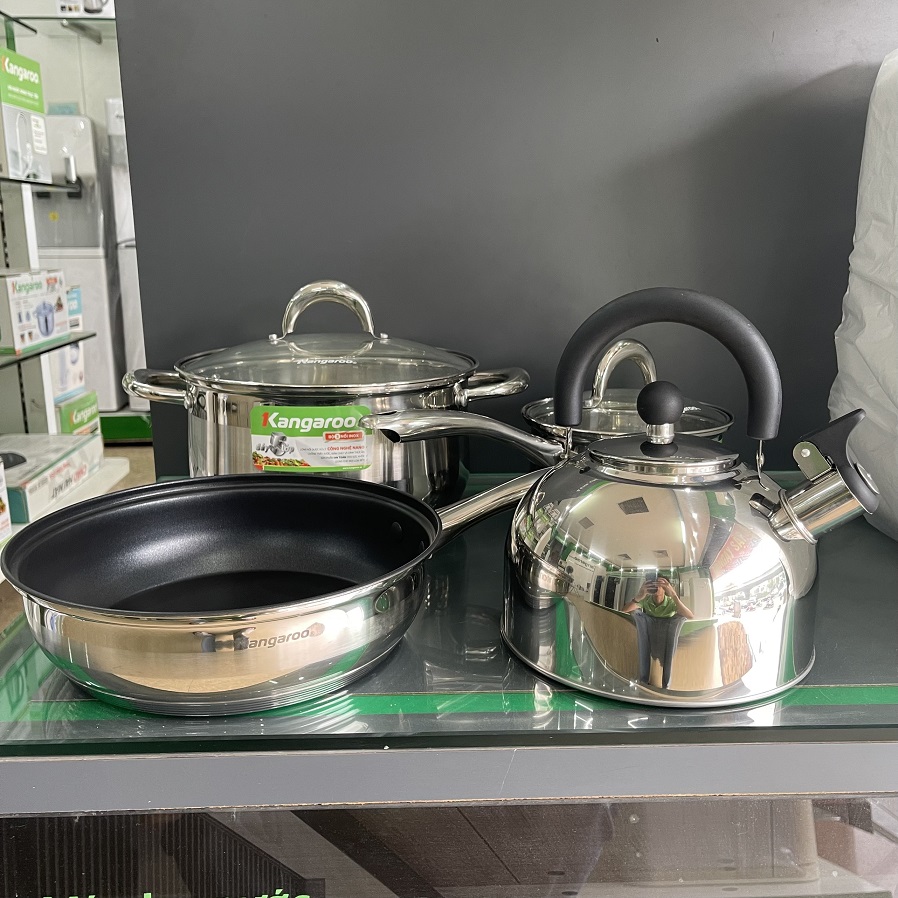 Bộ 4 món nồi, chảo, quánh, ấm Kangaroo KG998M - Thanh lý hàng trưng bày