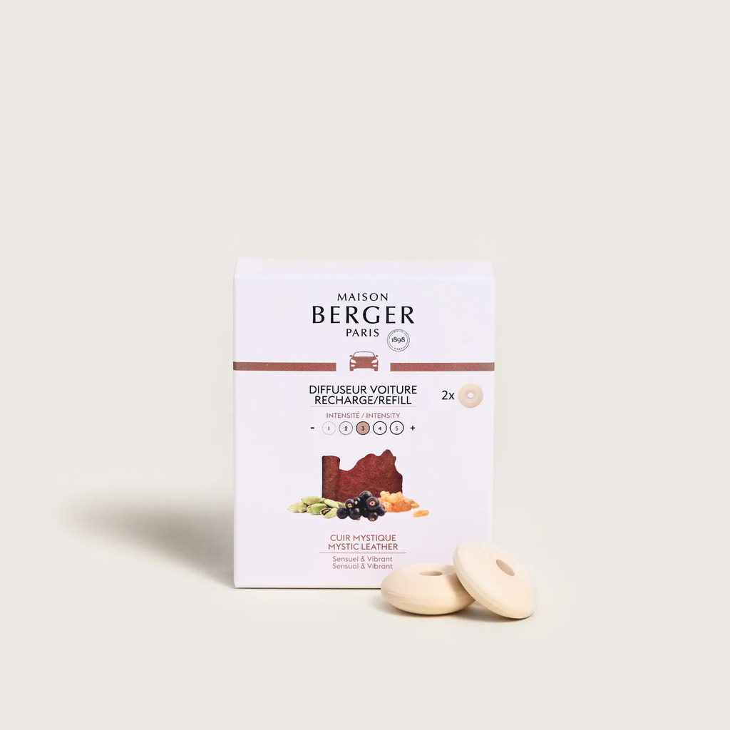Maison Berger - Bộ tinh dầu xe hơi hương Mystic Leather - 2 cái