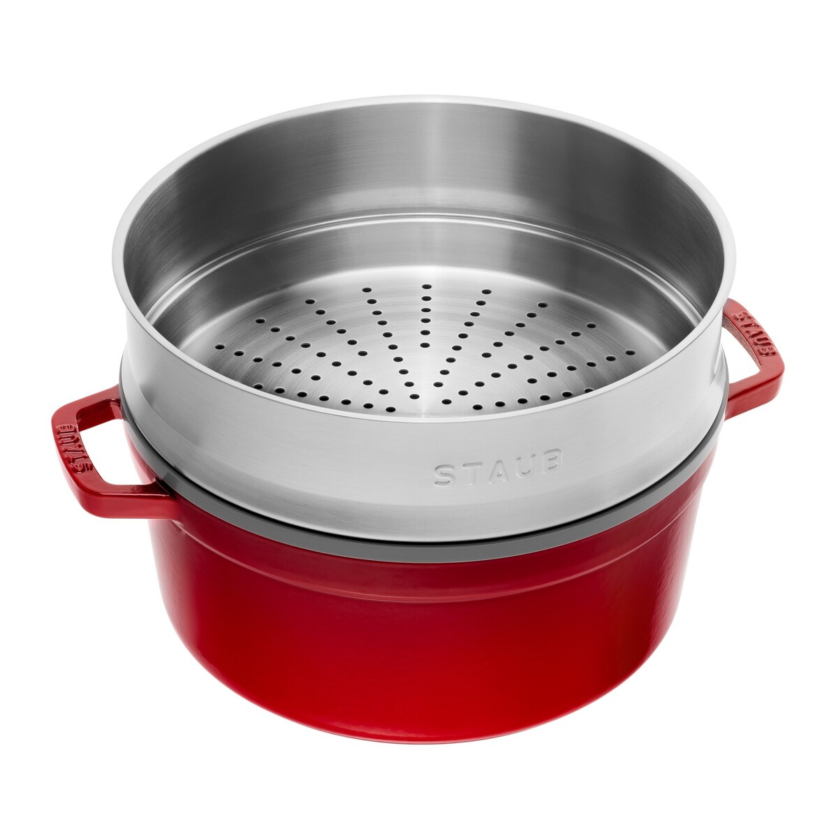 Staub - Nồi gang tròn kèm xửng hấp