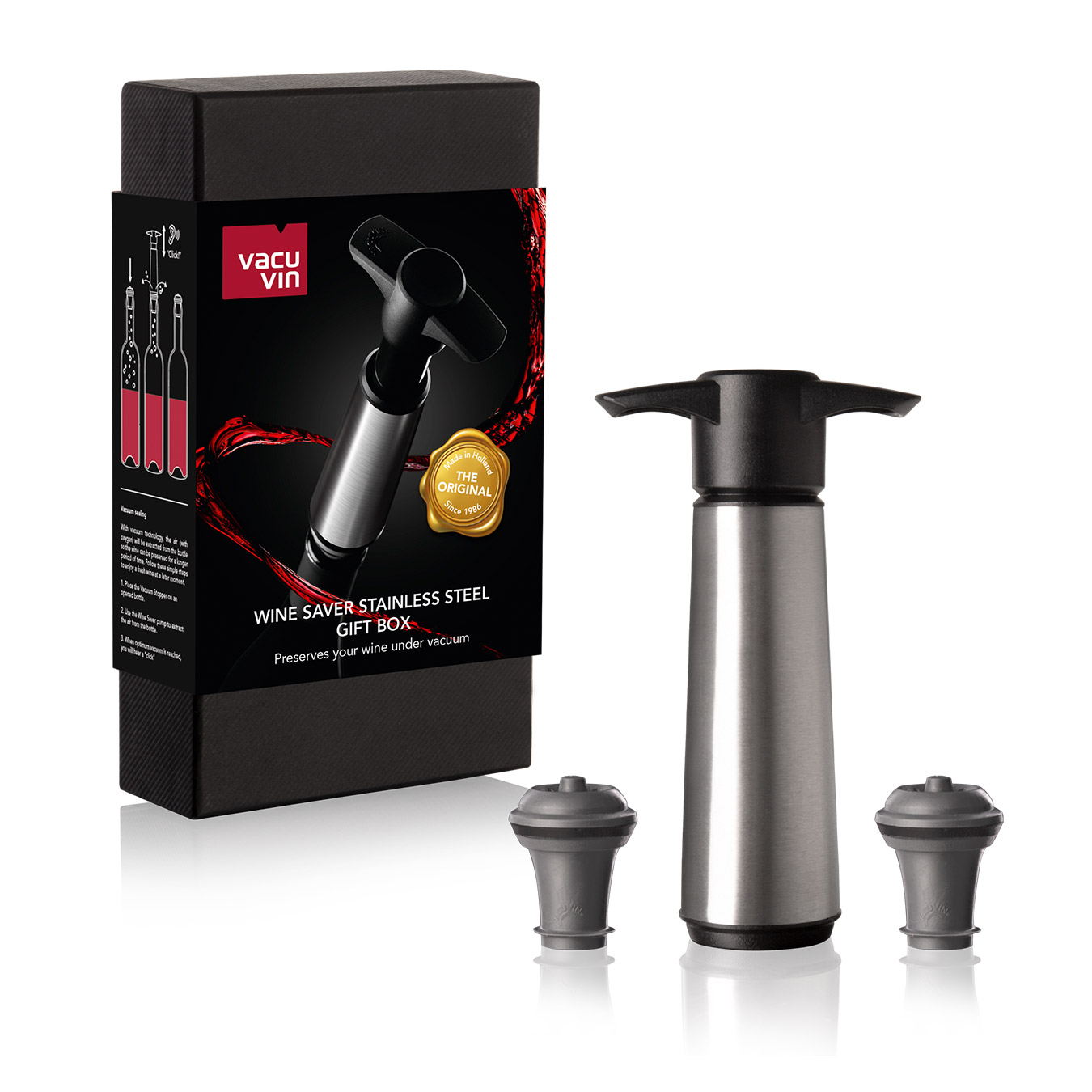 Vacu Vin - Bộ hút chân không bằng thép không gỉ