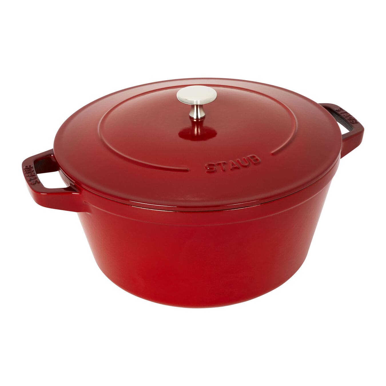 Staub - Bộ nồi gang tròn màu đỏ cherry - 4 món