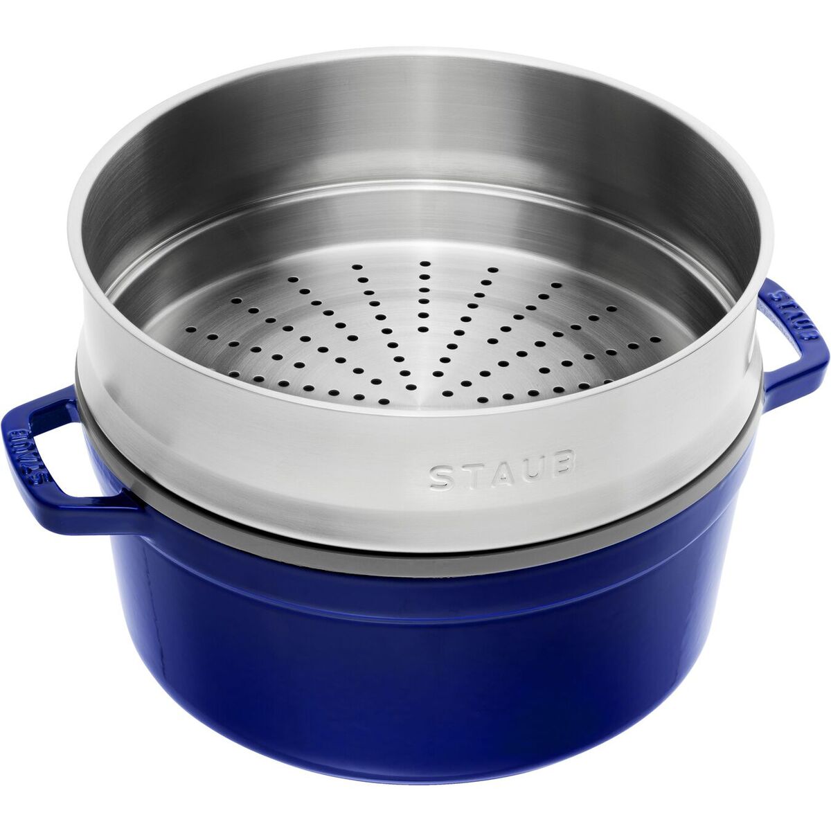 Staub - Nồi gang tròn kèm xửng hấp