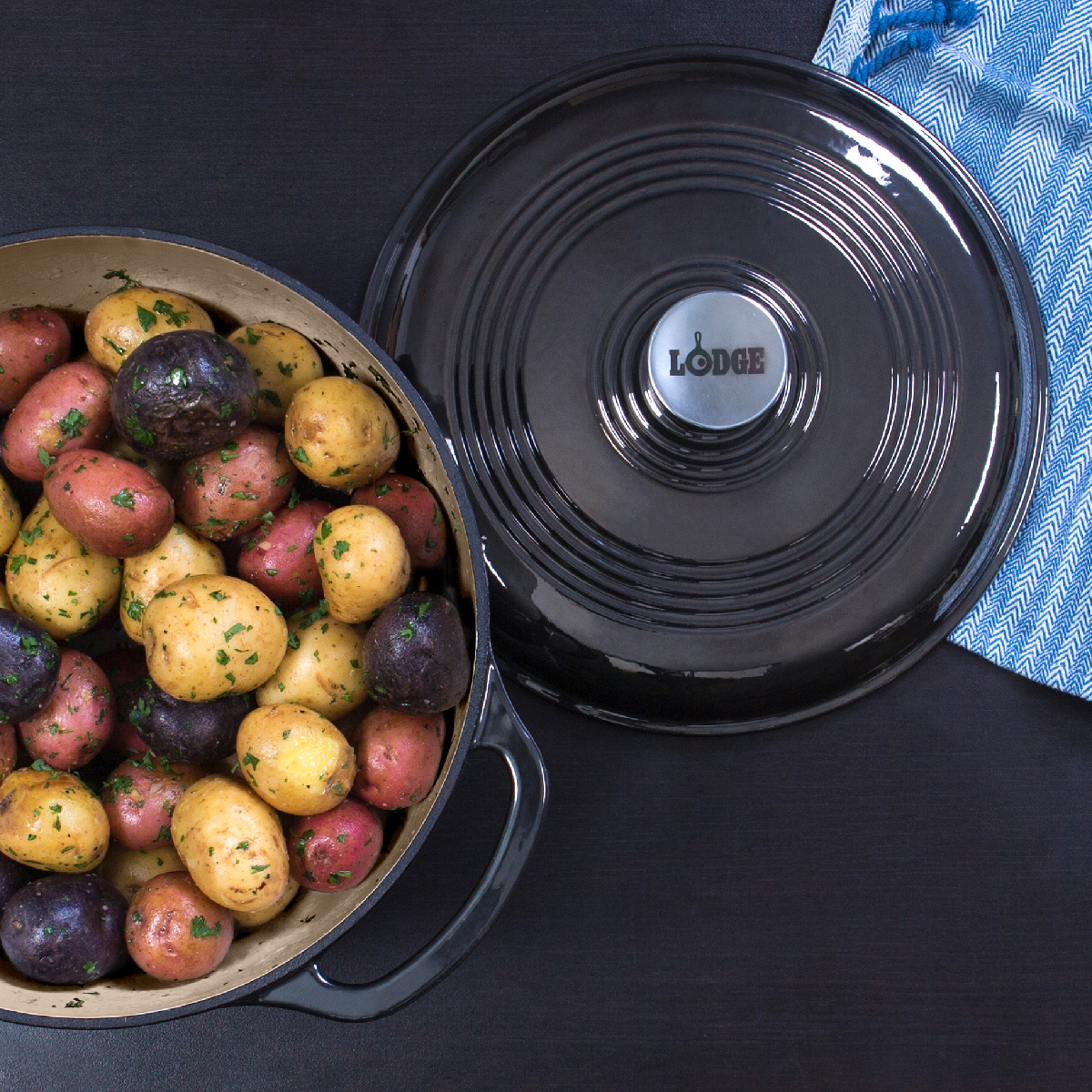 Lodge - Nồi gang tráng men đen - 5.6L - 27.7cm