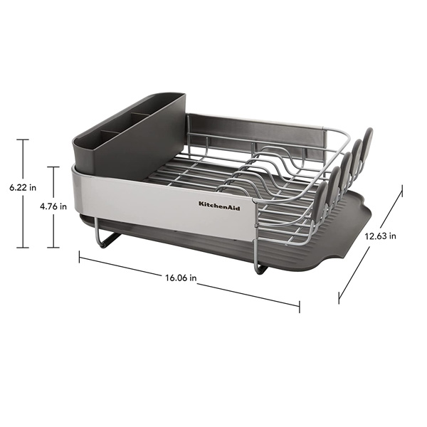 KitchenAid - Kệ chén đĩa bằng thép không gỉ Wrap Compact màu xám