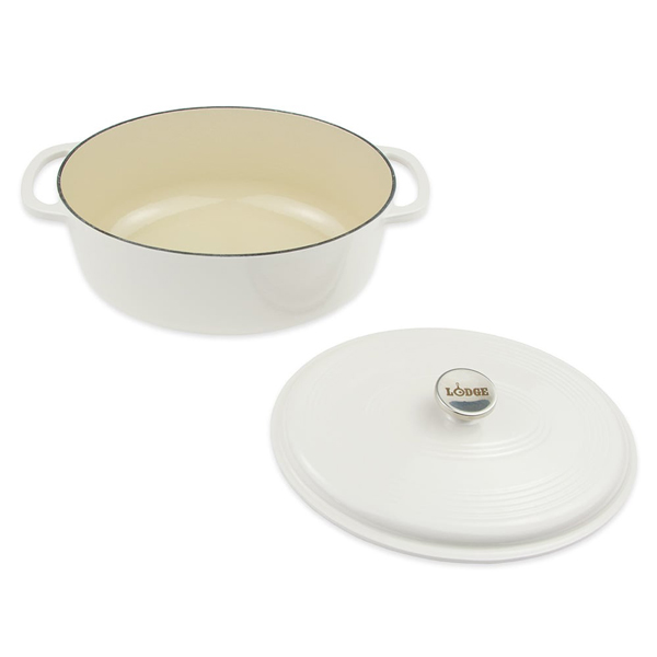 Lodge - Nồi gang oval tráng men màu trắng