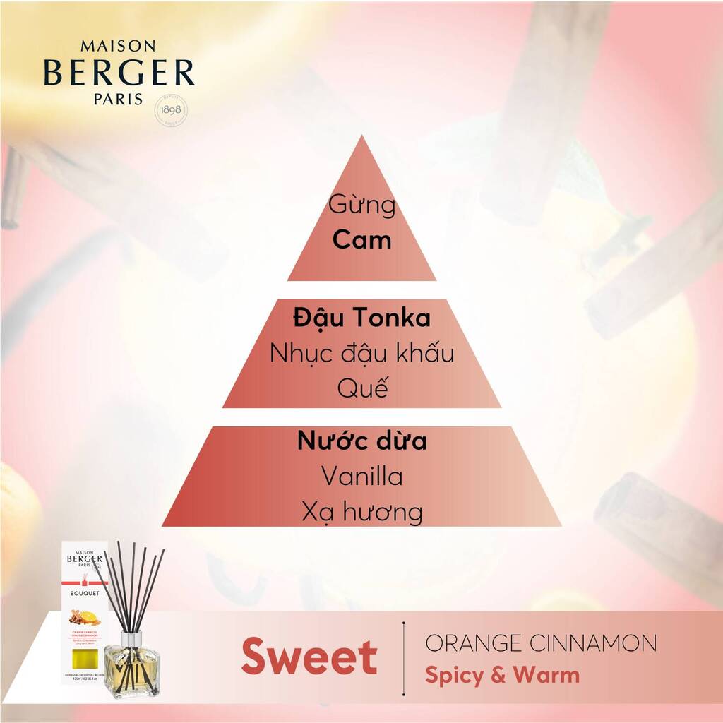 Maison Berger - Lọ tinh dầu khuếch tán hương Orange Cinnamon - 125ml