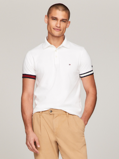 Áo Polo Tommy Hilfiger Slim Fit Flag Tipped In Fresh White [ 78J9762 100 ]