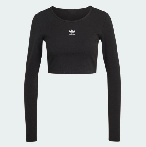 Áo Adidas Essentials Ribbed Crop Long Sleeve Black [ IW5725 ]
