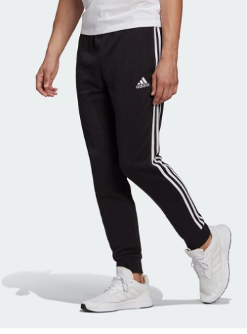 Quần Adidas Essentials French Terry Tapered Cuff 3 Stripes Black [ GK8831 ]