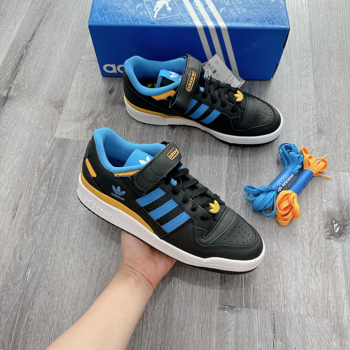 Giày Adidas Forum Low Black Pulse Blue Collegiate Gold [ FZ5890 ]