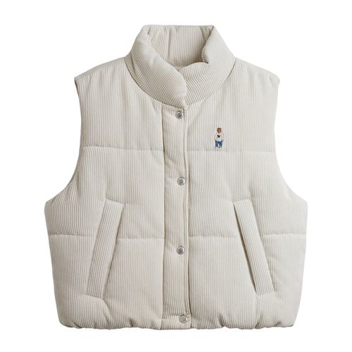 Áo WHOAU Ghi Lê Steve Cropped Corduroy Vest Màu Kem [ WHVWD4T07F-00 ]